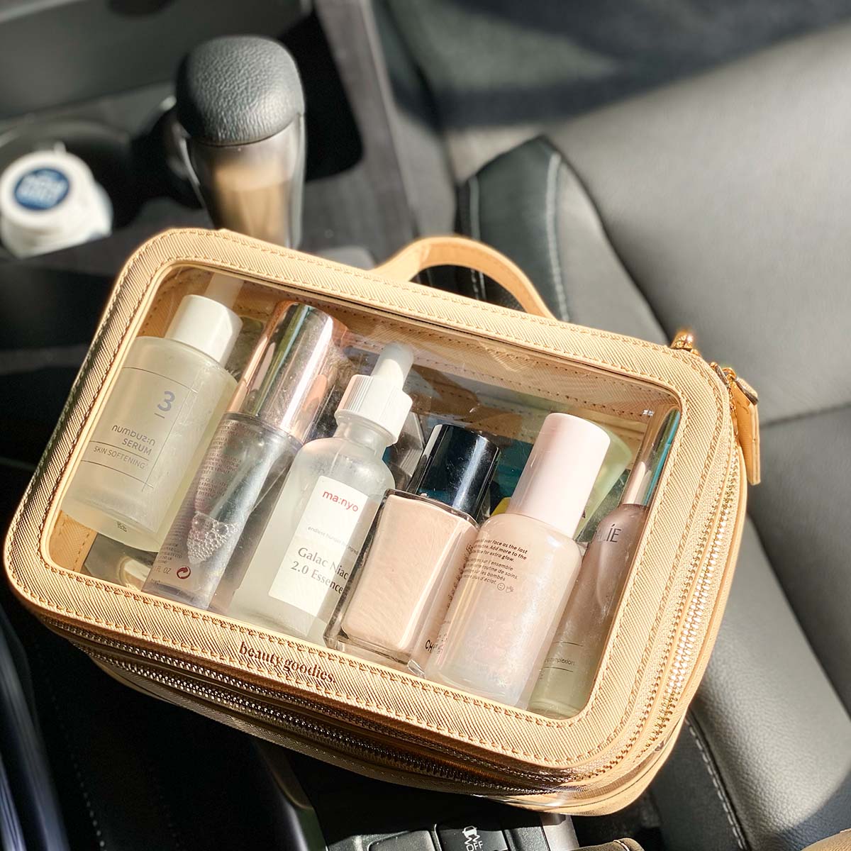 beis makeup travel bag Fashionable Cosmetic Bags for Makeup Enthusiasts - Spacious and Chic